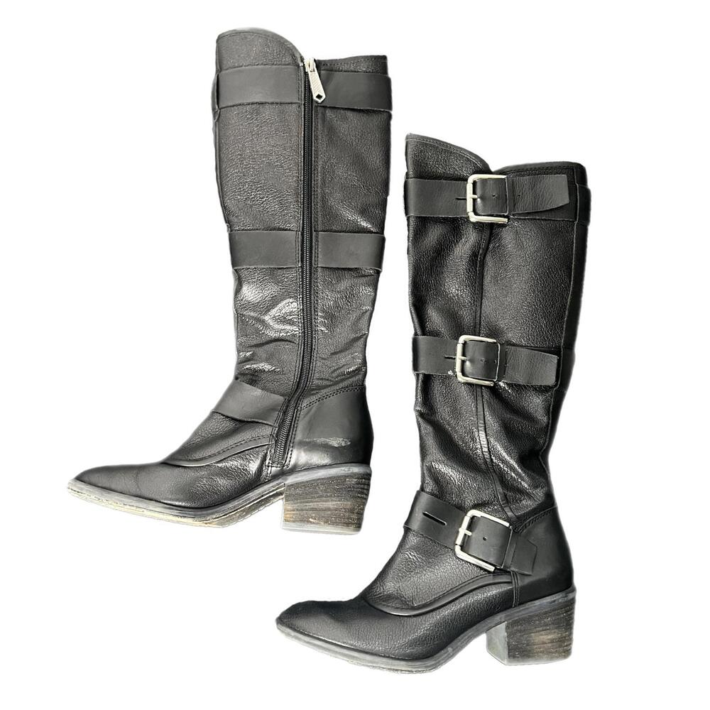 Donald J Pilner Dax Harness Black Leather Boots - 6.5M